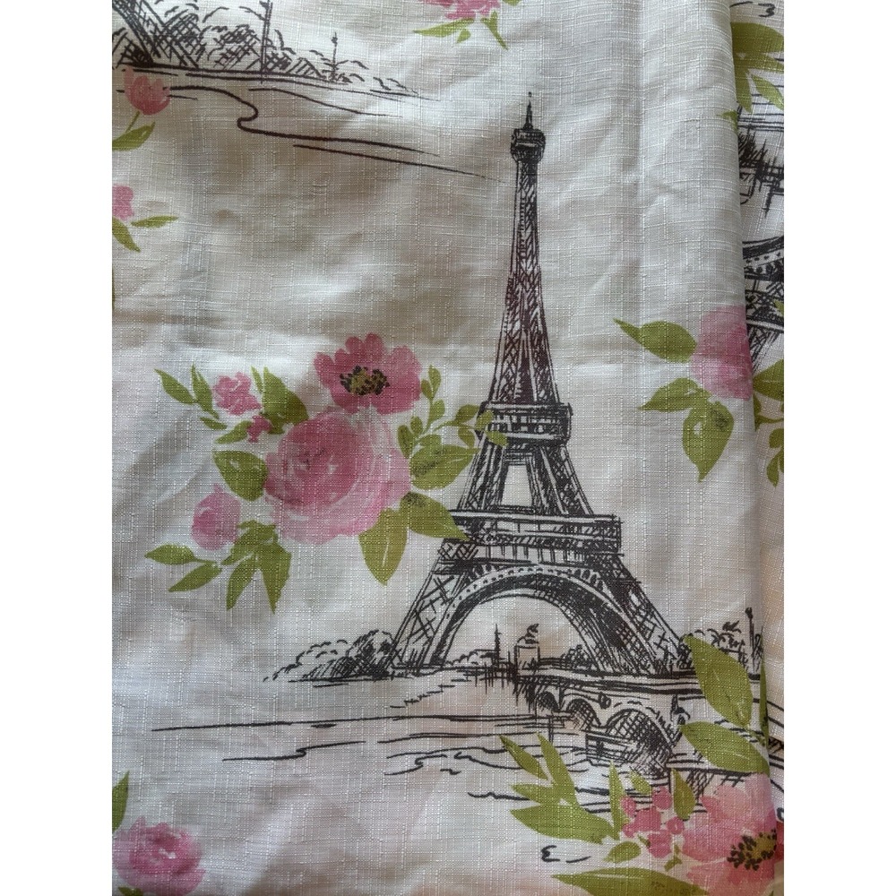 Nanette Lepore Shower Curtain Eiffel Tower Pink Floral Cottagecore